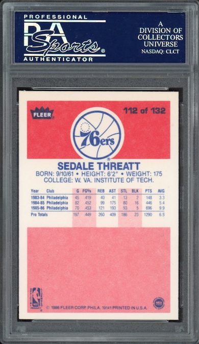1986 Fleer #112 Sedale Threatt PSA 9