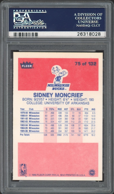 1986 Fleer #75 Sidney Moncrief PSA 9