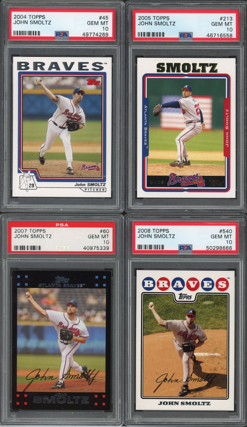 Lot of 4 PSA 10 Mid-2000s HOF John Smoltz Cards
