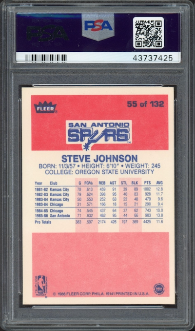 1986 Fleer #55 Steve Johnson PSA 9