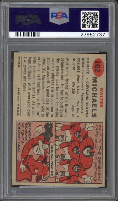 1957 Topps #102 Walt Michaels PSA 8