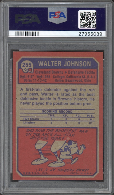1973 Topps #255 Walter Johnson PSA 8