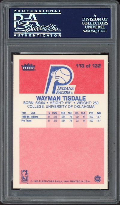1986 Fleer #113 Wayman Tisdale PSA 9