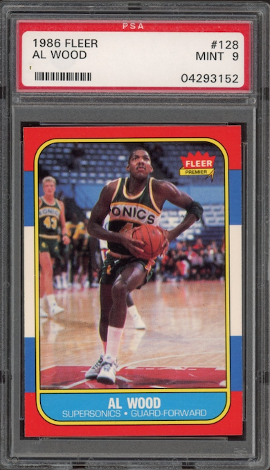 1986 Fleer #128 Al Wood PSA 9