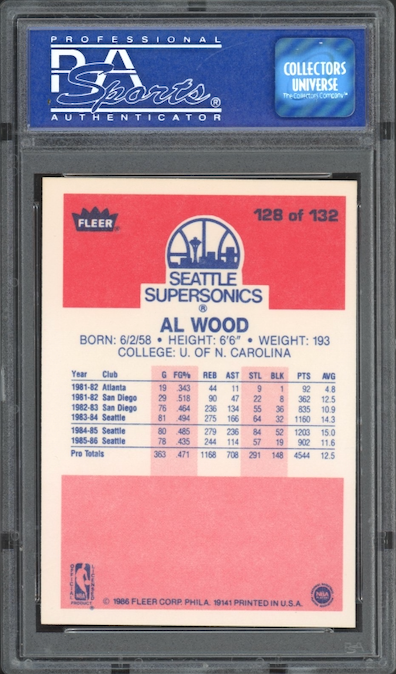 1986 Fleer #128 Al Wood PSA 9