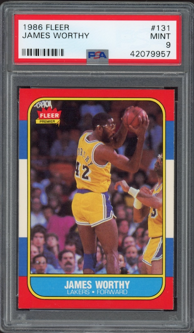1986 Fleer #131 James Worthy PSA 9