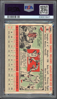 1956 Topps #5 Ted Williams White Back PSA NM-MT 8
