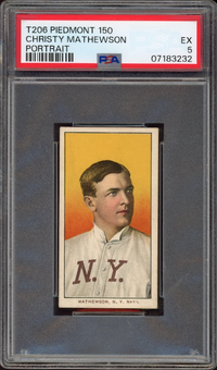 1909-11 T206 Piedmont 150 Christy Mathewson Portrait PSA EX 5