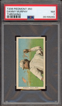 1909-11 T206 Piedmont 350 Danny Murphy Throwing PSA NM 7