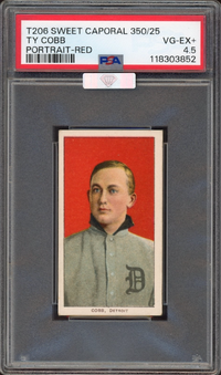 1909-11 T206 Sweet Caporal 350/25 Ty Cobb Portrait - Red PSA VG-EX+ 4.5 (MBA Silver)