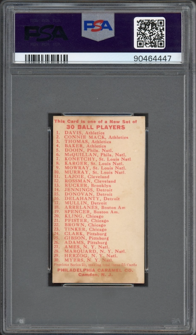 1910 E96 Philadelphia Caramel Nap Lajoie PSA EX 5