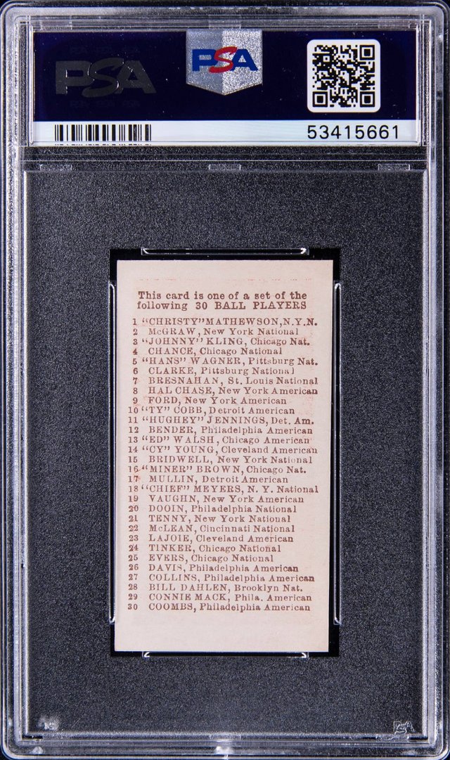 1910 E98 Set of 30 Red Eddie Collins PSA MINT 9