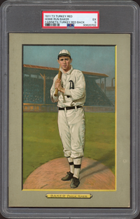 1911 T3 Turkey Red Home Run Baker Cabinets-Turkey Red Back PSA EX 5