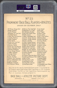 1911 T3 Turkey Red #23 Nap Lajoie Cabinets-Checklist Back PSA EX 5