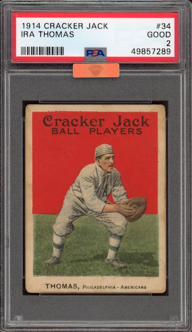 1914 Cracker Jack #34 Ira Thomas PSA GOOD 2