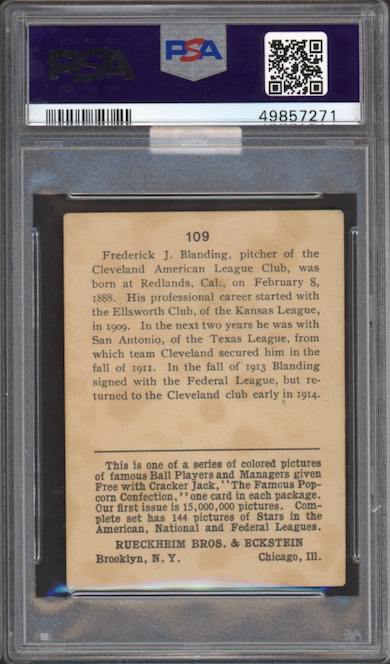 1914 Cracker Jack #109 Fred Blanding PSA GOOD+ 2.5