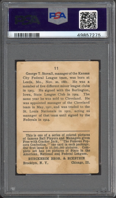 1914 Cracker Jack #11 George Stovall PSA GOOD 2