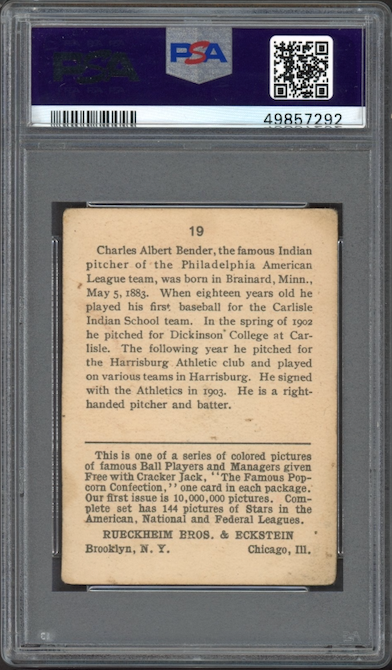 1914 Cracker Jack #19 Chief Bender PSA GOOD+ 2.5