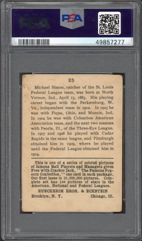 1914 Cracker Jack #25 Michael Simon PSA GOOD+ 2.5