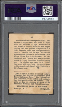 1914 Cracker Jack #32 Mordecai Brown PSA GOOD+ 2.5