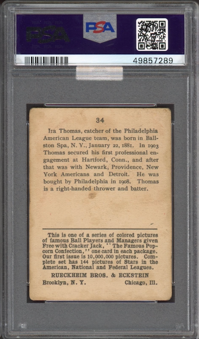 1914 Cracker Jack #34 Ira Thomas PSA GOOD 2