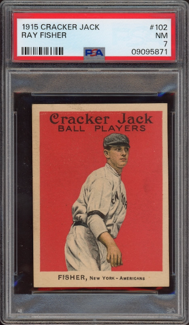 1915 Cracker Jack #102 Ray Fisher PSA NM 7