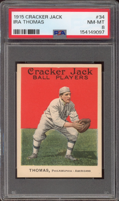 1915 Cracker Jack #34 Ira Thomas PSA NM-MT 8