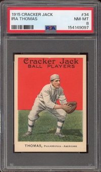 1915 Cracker Jack #34 Ira Thomas PSA NM-MT 8