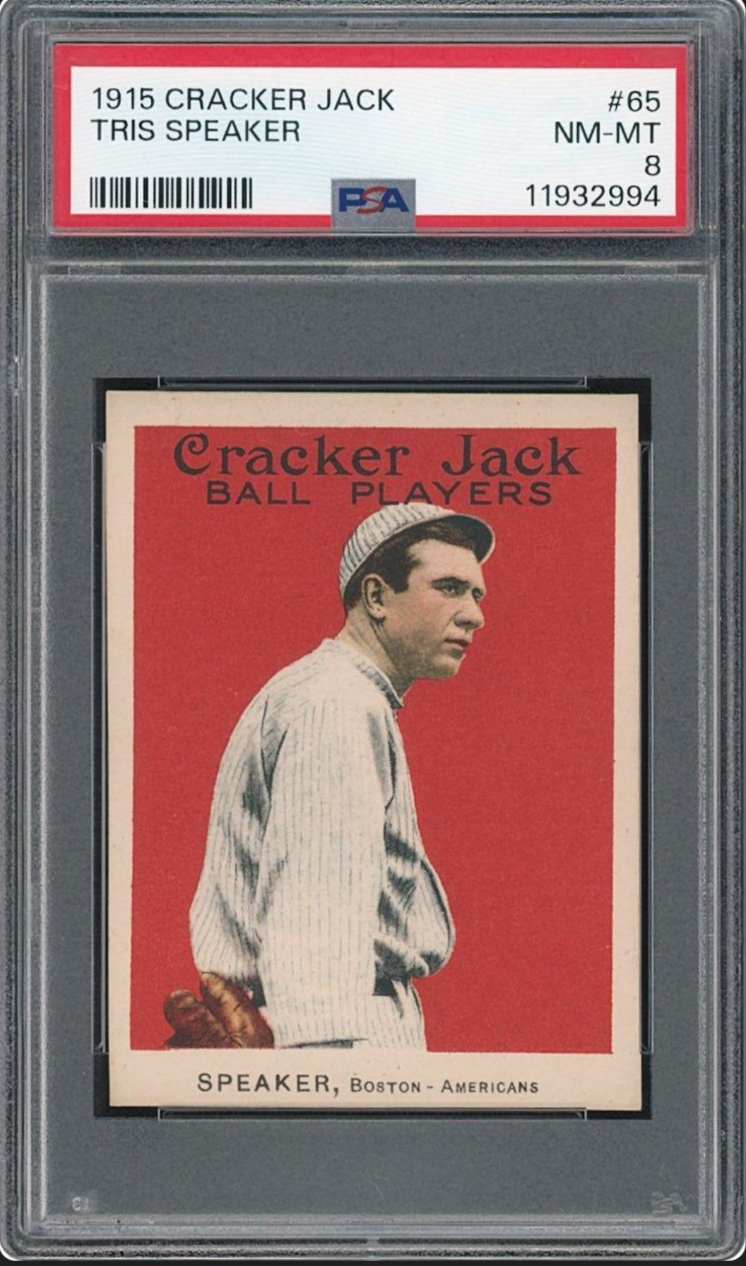 1915 Cracker Jack #65 Tris Speaker PSA 8