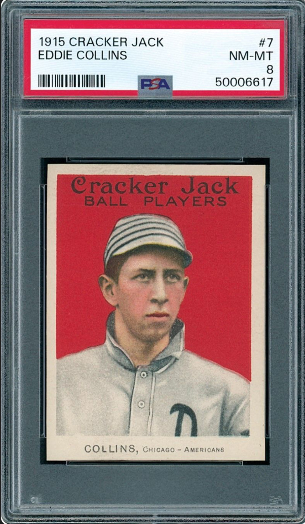 1915 Cracker Jack #7 Eddie Collins PSA 8