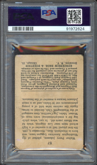1915 Cracker Jack #57 Walter Johnson PSA FR 1.5