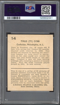 1932 U.S. Caramel #14 Ty Cobb PSA EX-MT 6