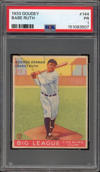 1933 Goudey #144 Babe Ruth PSA PR 1