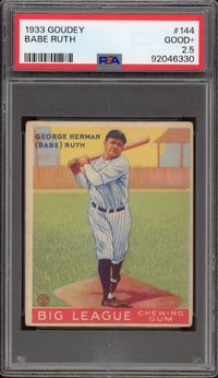 1933 Goudey #144 Babe Ruth PSA GOOD+ 2.5