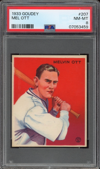 1933 Goudey #207 Mel Ott PSA NM-MT 8