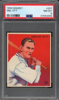 1933 Goudey #207 Mel Ott PSA NM-MT 8