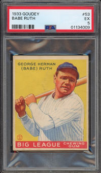1933 Goudey #53 Babe Ruth PSA EX 5