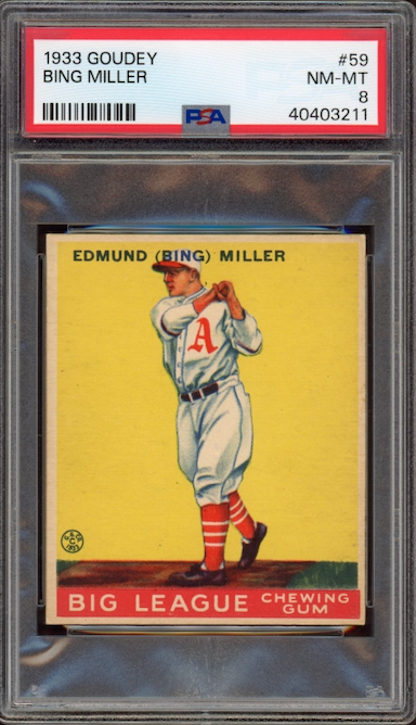 1933 Goudey #59 Bing Miller PSA NM-MT 8
