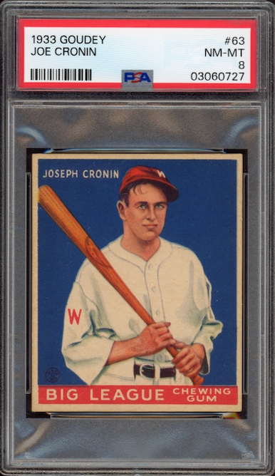 1933 Goudey #63 Joe Cronin PSA NM-MT 8