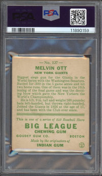 1933 Goudey #127 Mel Ott PSA EX 5