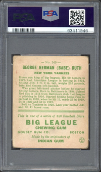 1933 Goudey #149 Babe Ruth PSA GOOD+ 2.5