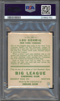 1933 Goudey #160 Lou Gehrig PSA EX 5