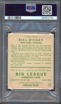1933 Goudey #19 Bill Dickey PSA NM-MT 8