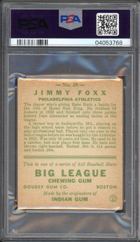 1933 Goudey #29 Jimmie Foxx PSA EX-MT 6
