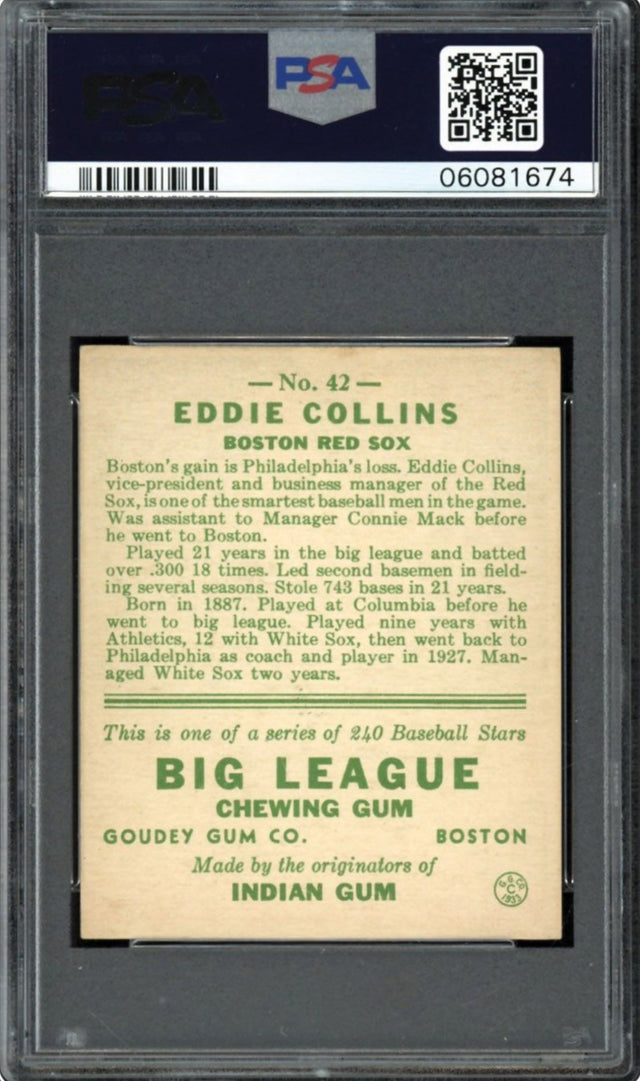 1933 Goudey #42 Eddie Collins PSA NM-MT 8