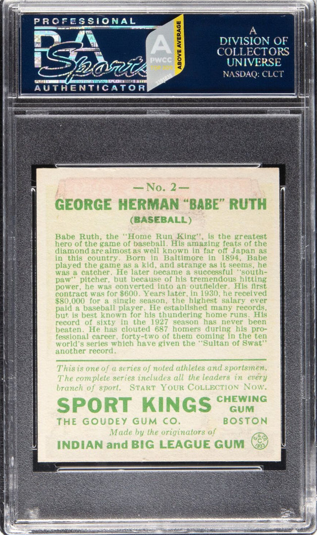 1933 Sport Kings #2 Babe Ruth PSA NM 7