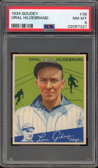 1934 Goudey #38 Oral Hildebrand PSA NM-MT 8