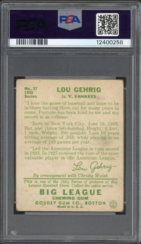 1934 Goudey #37 Lou Gehrig PSA VG-EX 4