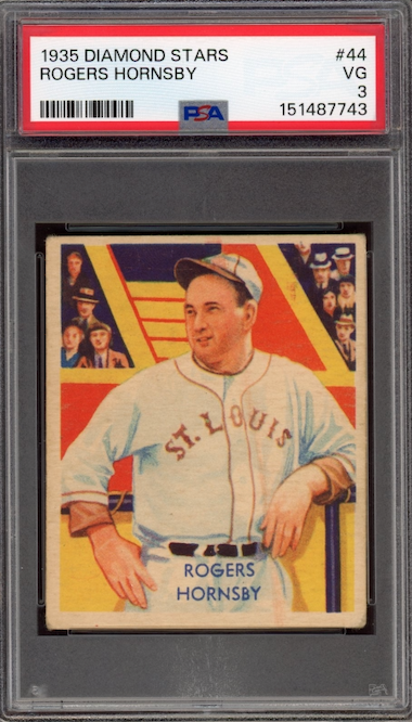 1935 Diamond Stars #44 Rogers Hornsby PSA VG 3