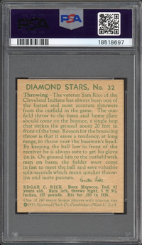 1935 Diamond Stars #32 Sam Rice PSA NM-MT 8